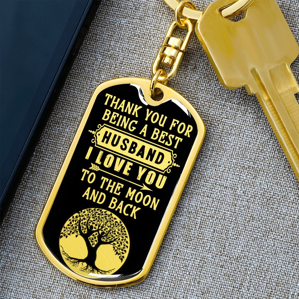 Husband I Love You to the Moon - Dog Tag Keychain