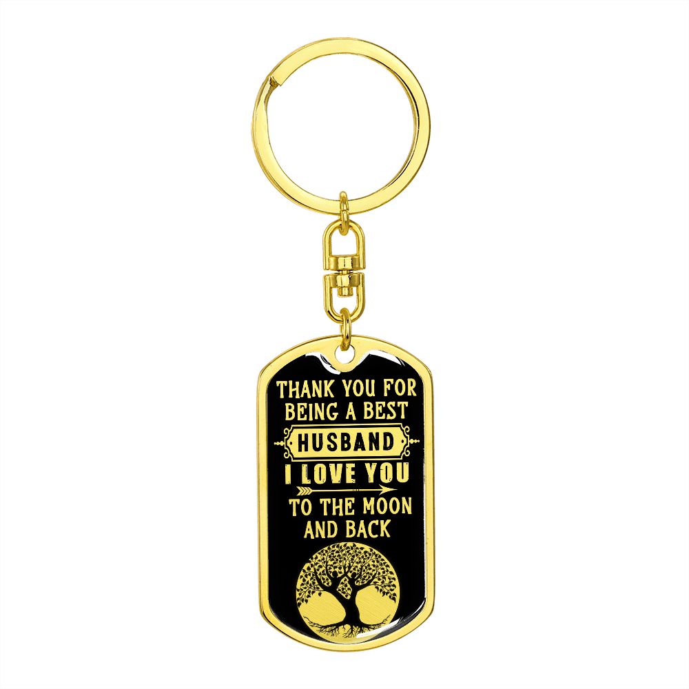 Husband I Love You to the Moon - Dog Tag Keychain