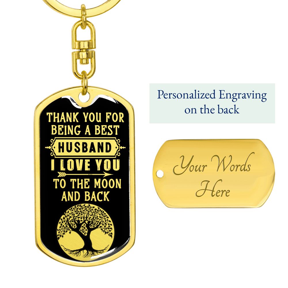 Husband I Love You to the Moon - Dog Tag Keychain