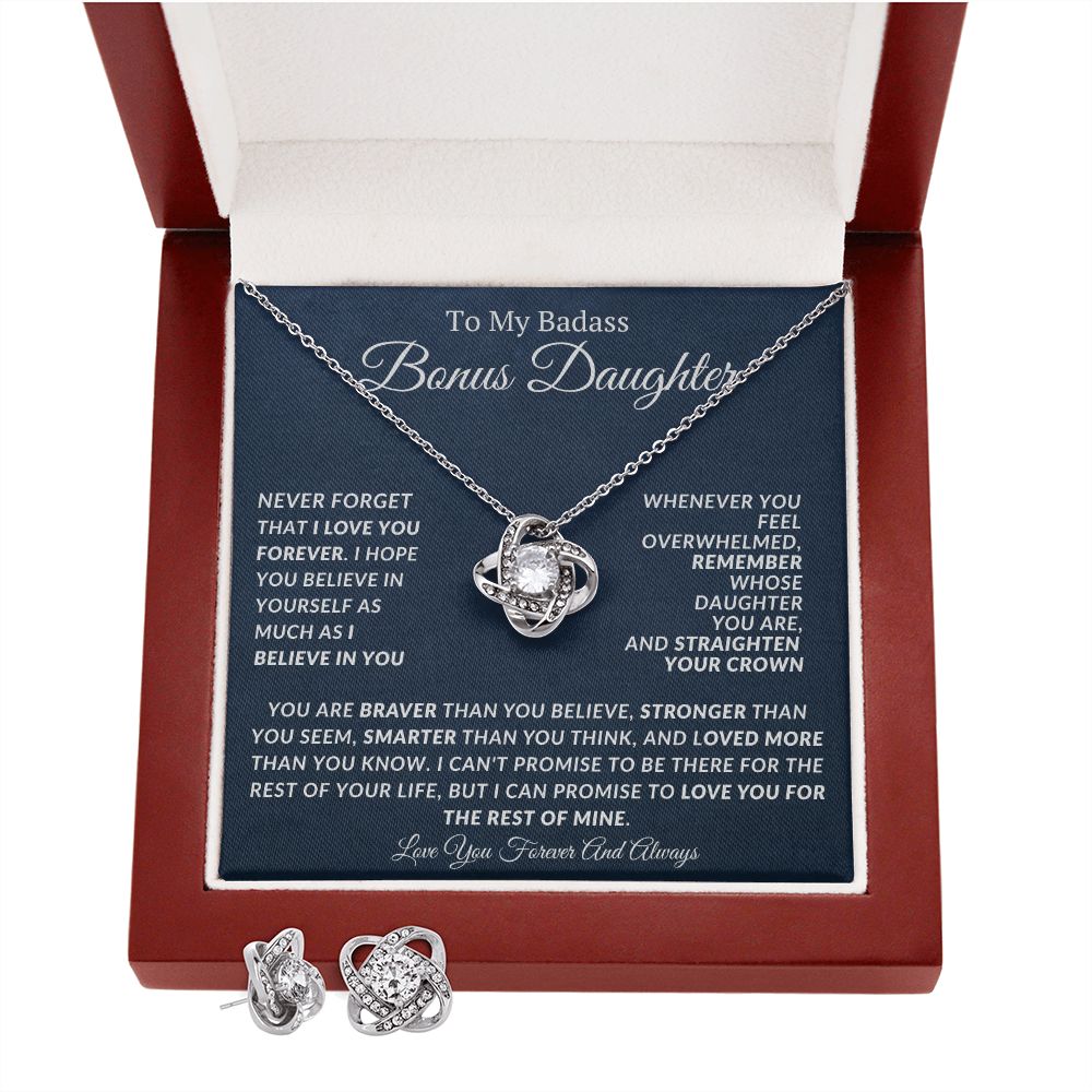Bonus Daughter Love Knot Earring And Necklace Set
