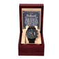 To My Husband - Meeting you was fate Black Chronograph Watch W/Mahogany Box
