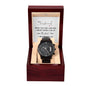 My Husband when I tell you I love you Black Chronograph Watch W/Mahogany Box