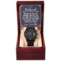 To My Husband - Meeting you was fate Black Chronograph Watch W/Mahogany Box