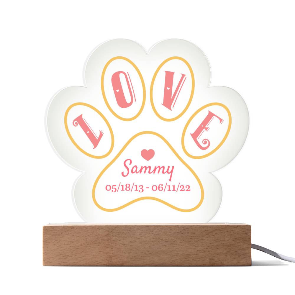 Paw Print Acrylic Plaque - Love Memorial