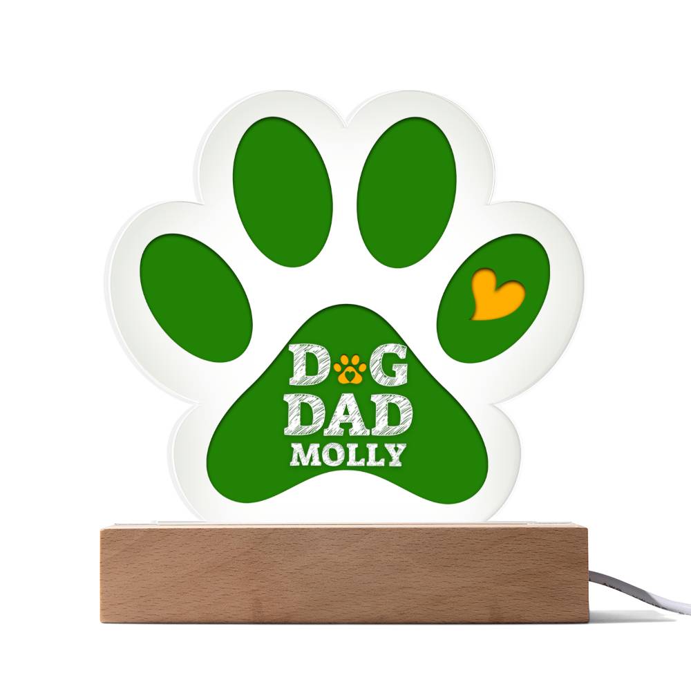 Paw Print Acrylic Plaque - Dog Dad