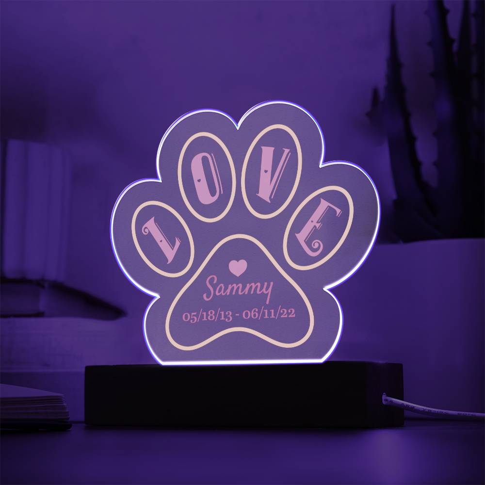 Paw Print Acrylic Plaque - Love Memorial