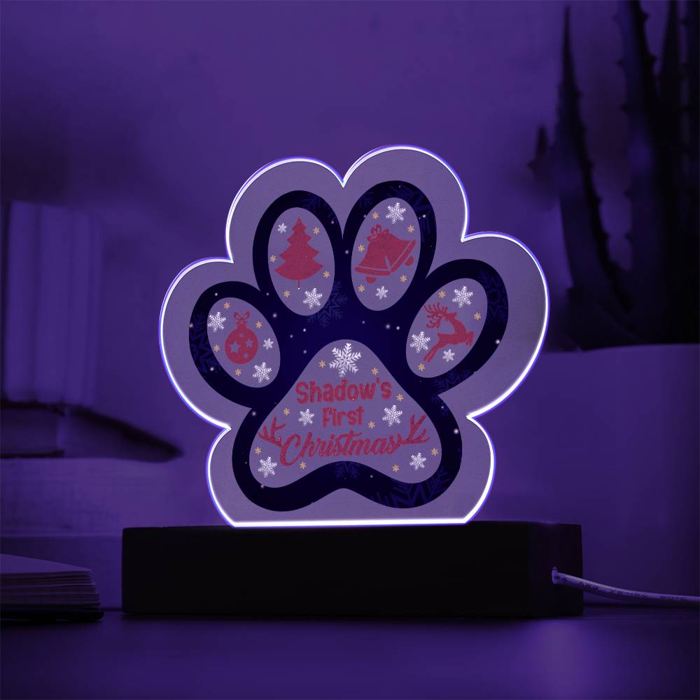 Paw Print Acrylic Plaque - First Christmas