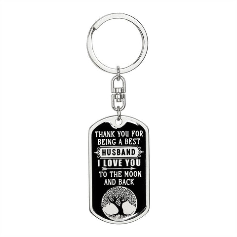 Husband I Love You to the Moon - Dog Tag Keychain