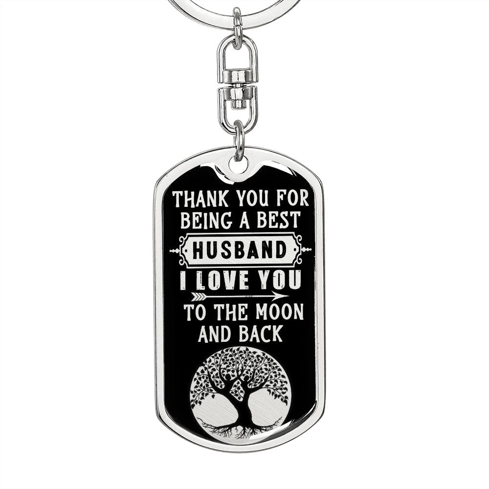 Husband I Love You to the Moon - Dog Tag Keychain
