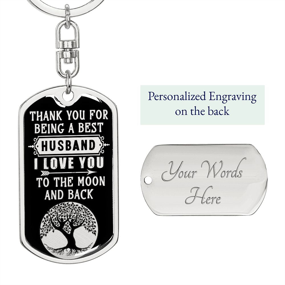 Husband I Love You to the Moon - Dog Tag Keychain