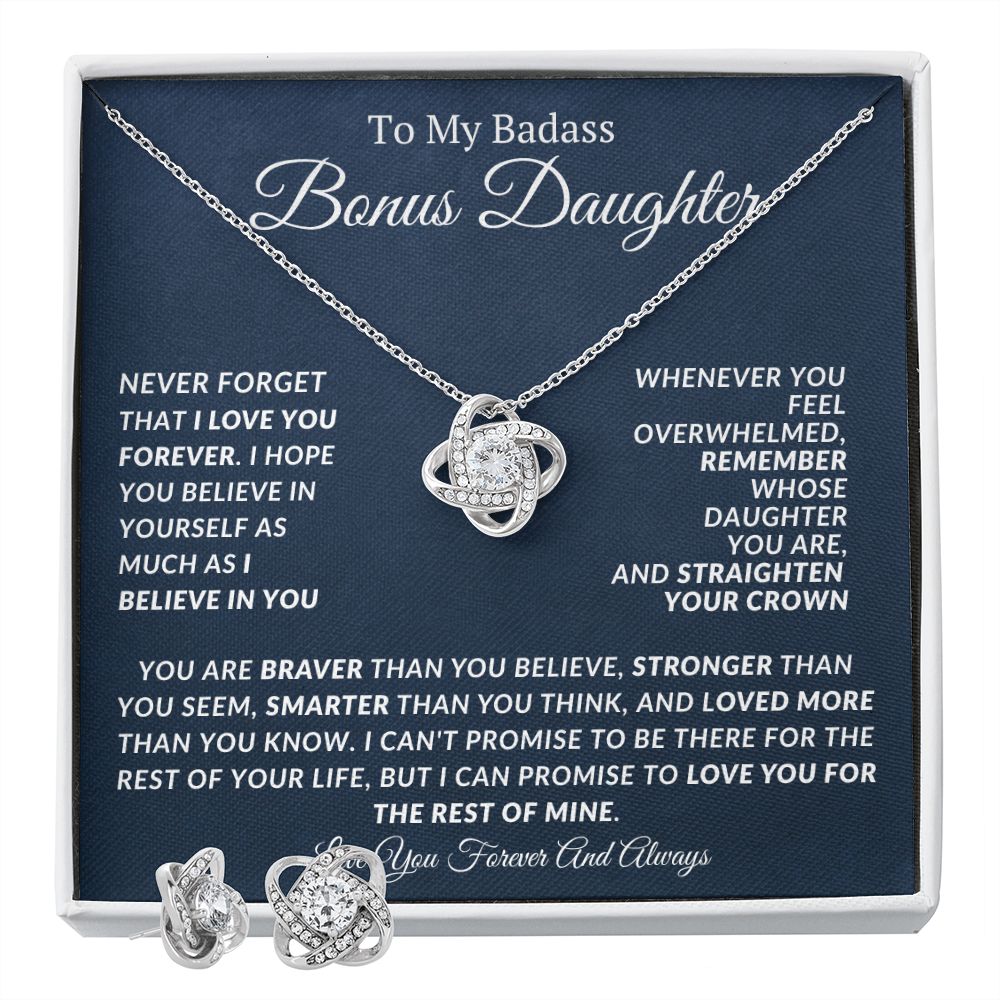 Bonus Daughter Love Knot Earring And Necklace Set
