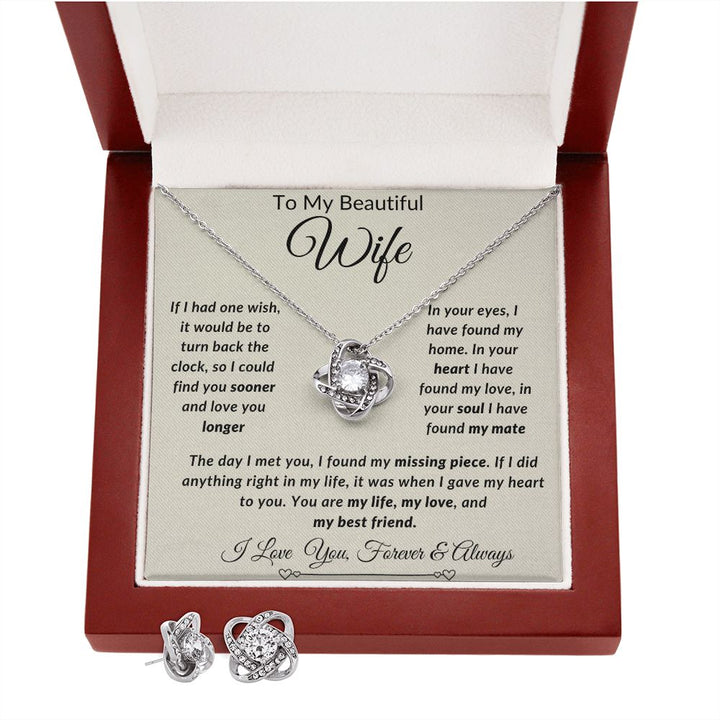 Love Knot Earring & Necklace Set- Wife